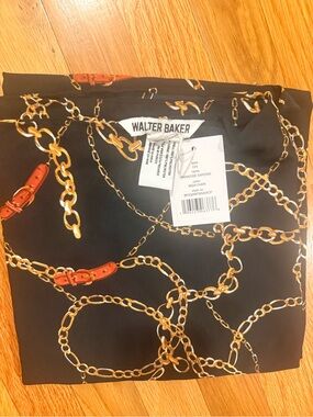 Walter Baker Black Sarong with Gold Chain and Red Strap Print